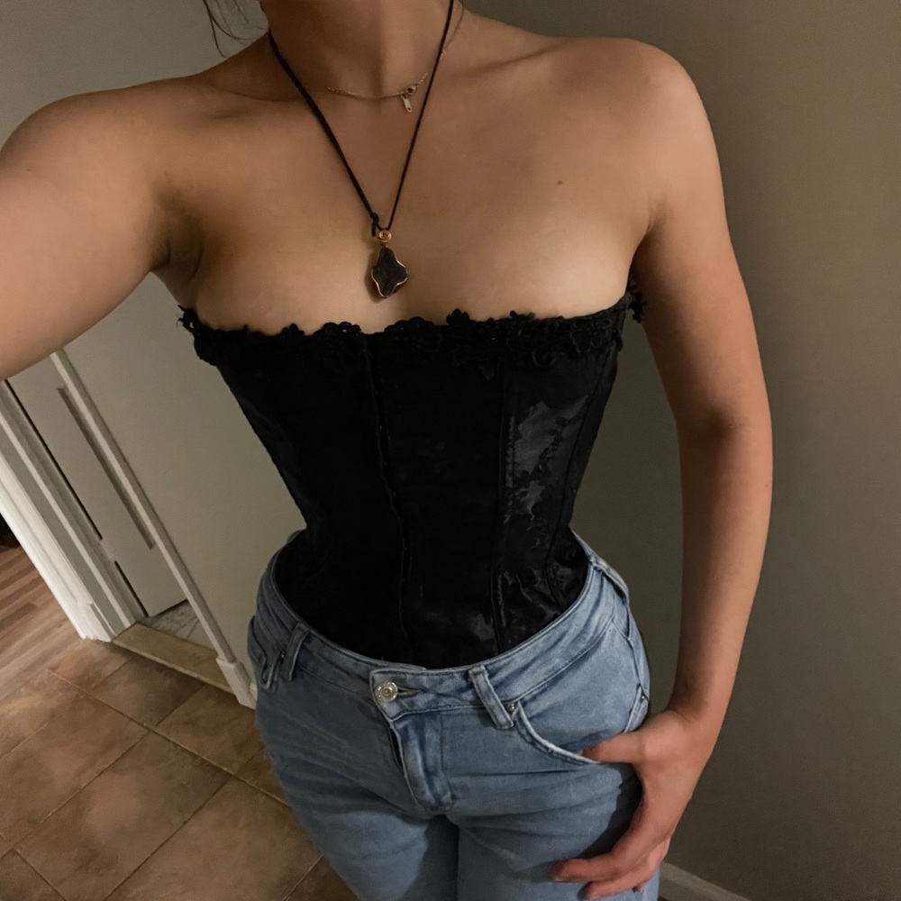 Victoria's Secret VINTAGE Black Bustier Blouse
